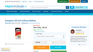 Energizer CR1616 Lithium Battery - Inkjet Wholesale - cr1616 bulk