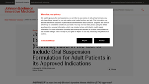 Johnson & Johnson Announces Expansion of IMBRUVICA® (ibrutinib) Label ... - imbruvica manufacturer