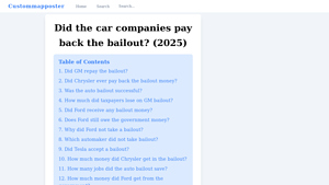 Did the car companies pay back the bailout? (2025) - Investguiding - car manufacturer bailout