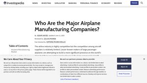Who Are the Major Airplane Manufacturing Companies? - Investopedia - chinese airplane manufacturer