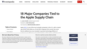 18 Major Companies Tied to the Apple Supply Chain - Investopedia - apple manufacturer company