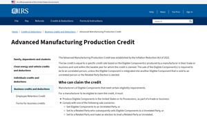 Advanced Manufacturing Production Credit - Internal Revenue Service - manufacturer production