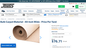 Bulk Carpet Material - 40-Inch Wide - Price Per Yard - JBugs - carpet bulk