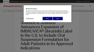 Johnson & Johnson Announces Expansion of IMBRUVICA® (ibrutinib) Label ... - imbruvica manufacturer