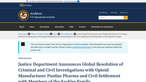 Justice Department Announces Global Resolution of Criminal and Civil ... - oxycontin manufacturer