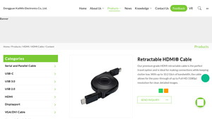 Retractable HDMI® cable - Dongguan KaiWin Electronics Co., Ltd. - hdmi to hdmi cable factory