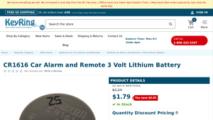 CR1616 Car Alarm and Remote 3 Volt Lithium Battery - Key Chains - cr1616 battery bulk