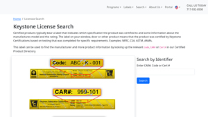 Licensee Search · Keystone Certifications, Inc. - aama window manufacturer code lookup