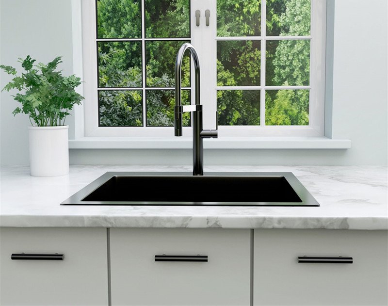 A relevant stock photo of kitchen sink supplier in a typical setting.
