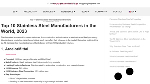 Top 10 Stainless Steel Manufacturers in the World, 2023 - largest manufacturer of steel in the world