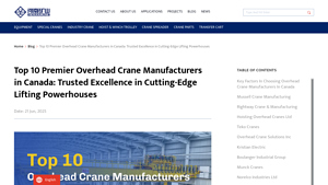 Top 10 Premier Overhead Crane Manufacturers in Canada: Trusted ... - bridge crane manufacturer
