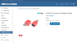 CAT5-CO-MF - RJ45 Crossover Adapter Red - KVM Switches Online - cat5 company
