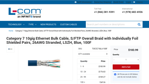 Category 7 10gig Ethernet Bulk Cable, S/FTP Overall Braid with ... - cat 7 ethernet cable bulk