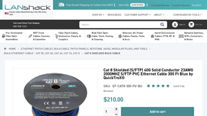 Cat 8 Bulk Cable Cable | 40G Ethernet Cable - LANShack's - cat 8 ethernet cable bulk