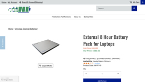 External Laptop Battery Pack with 8 Hour Run Time - laptop battery bulk