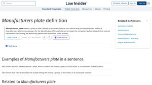 Manufacturers plate Definition | Law Insider - manufacturer plate