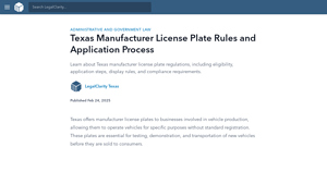 Texas Manufacturer License Plate Rules and Application Process - manufacturer license plate