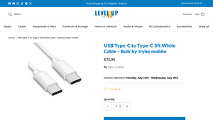 USB Type-C to Type-C 3ft White Cable - Bulk by trybe mobile - usb type c cable bulk