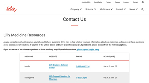 Contact Us | Eli Lilly and Company - manufacturer number