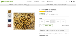 2 3/4 Wood Tees-500 Pack - Lost Golf Balls - golf tees bulk