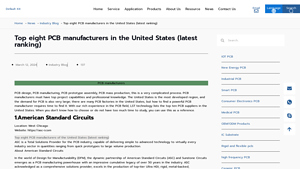 Top eight PCB manufacturers in the United States (latest ranking) - pcb manufacturer united states