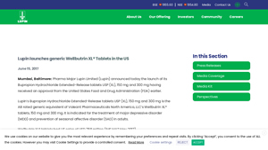 Lupin launches generic Wellbutrin XL® Tablets in the US - Lupin - best generic bupropion manufacturer