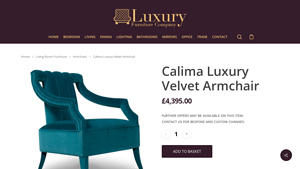 Calima Luxury Velvet Armchair - velvet chair company
