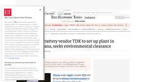 Apple battery vendor TDK to set up plant in Haryana, seeks ... - apple battery company