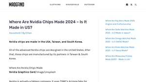 Where Are Nvidia Chips Made 2024 - Is It Made in US? - MadeFind - nvidia chip manufacturer