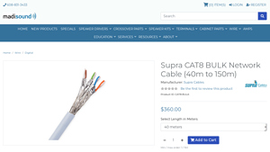 Supra CAT8 BULK Network Cable (40m to 150m) - Madisound - cat 8 ethernet cable bulk