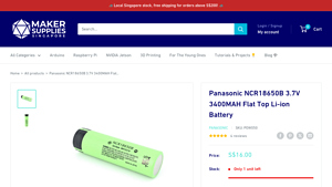 Panasonic NCR18650B 3.7V 3400MAH Flat Top Li-ion Battery - ncr18650b bulk