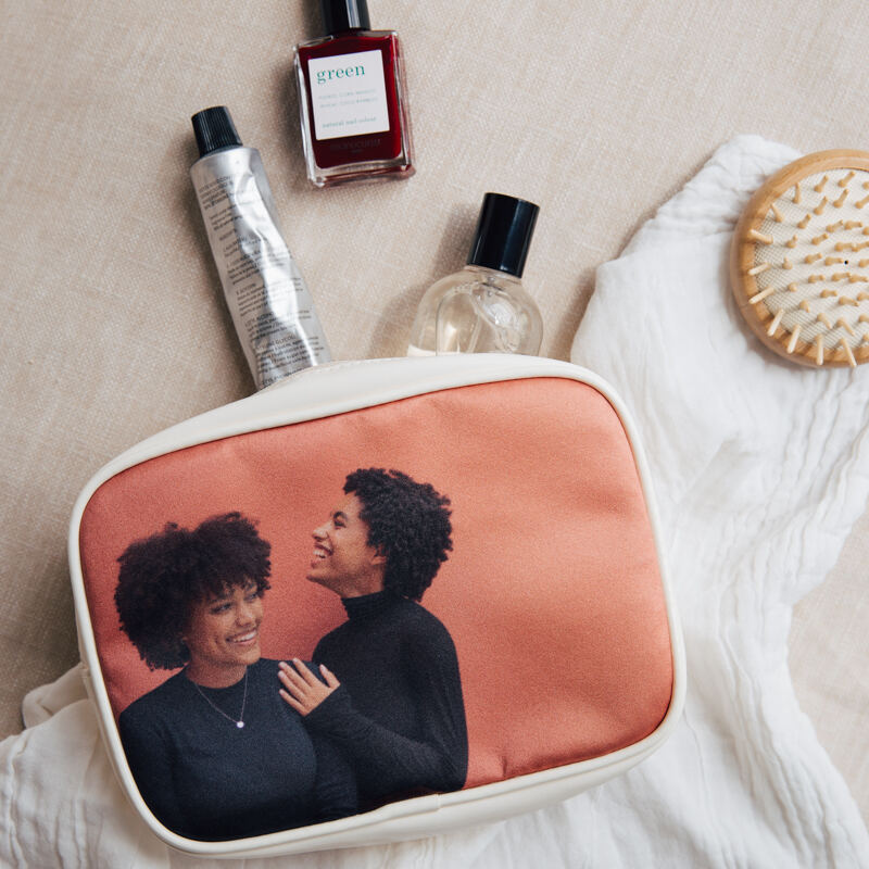 A relevant stock photo of makeup bag custom in a typical setting.