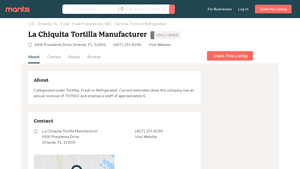 La Chiquita Tortilla Manufacturer Orlando FL, 32809 - Manta.com - la chiquita tortilla manufacturer