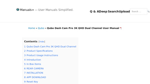 Qubo Dash Cam Pro 3K QHD Dual Channel User Manual - qubo dash cam company