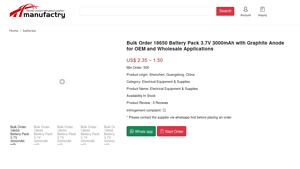 Bulk Order 18650 Battery Pack 3.7V 3000mAh with Graphite Anode ... - 18650 lithium battery bulk