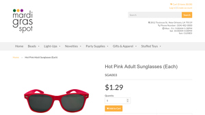 Hot Pink Adult Sunglasses (Each) - Mardi Gras Spot - pink sunglasses bulk