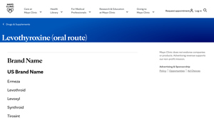 Levothyroxine (oral route) - Mayo Clinic - synthroid manufacturer