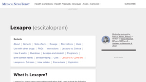 Lexapro: Side effects, dosage, alternatives, uses, and more - lexapro manufacturer website