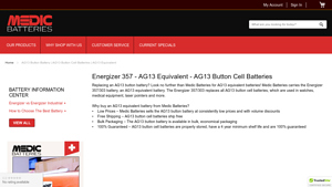 Energizer 357 - AG13 Equivalent - AG13 Button Cell Batteries - ag13 battery bulk