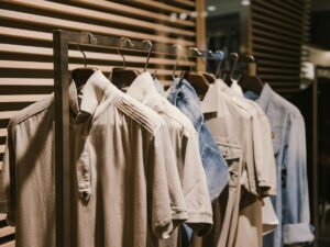 A relevant stock photo of men's clothing manufacturer in a typical setting.