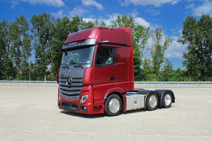A relevant stock photo of mercedes actros custom in a typical setting.