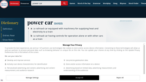 POWER CAR Definition & Meaning - Merriam-Webster - power car company