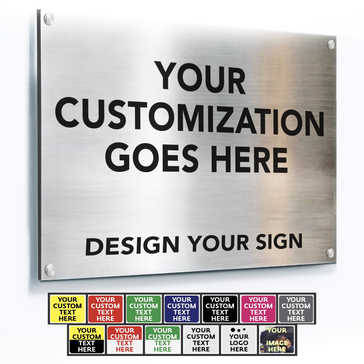 A relevant stock photo of metal signage custom in a typical setting.