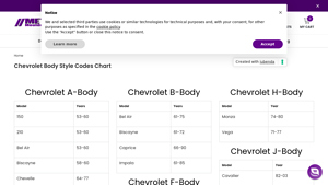 Chevrolet Body Style Codes Chart - metrommp.com - manufacturer body code