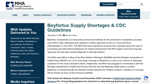 Beyfortus Supply Shortages & CDC Guidelines - MHA - beyfortus manufacturer