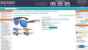 Vintage Style American Flag Retro Sunglasses - WF01-USA-BK - vintage sunglasses bulk