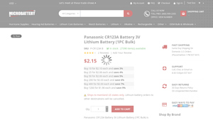 Panasonic CR123A Battery 3V Lithium Battery (1PC Bulk) - cr123a lithium batteries bulk