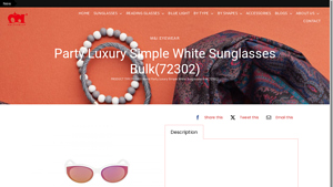 Cat Eye Fashion Plastic Outdoor Party White Sunglasses Bulk - white sunglasses bulk