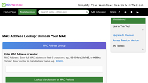 MAC Address Lookup: Unmask Your MAC - MiniWebtool - mac manufacturer search