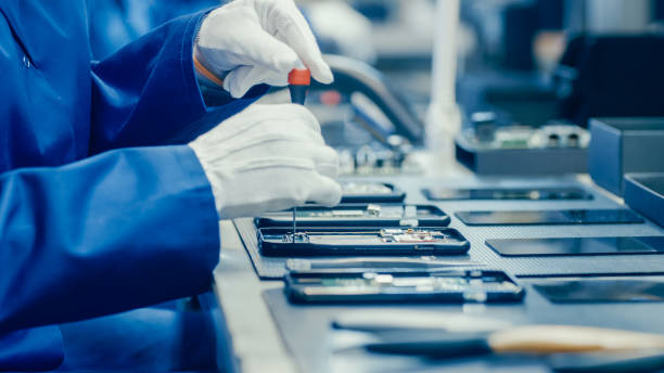 A relevant stock photo of mobile phone manufacturer in a typical setting.